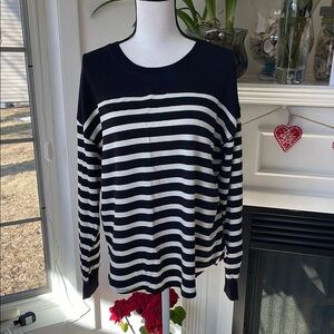 Black and White Striped Long Sleeve Shirt